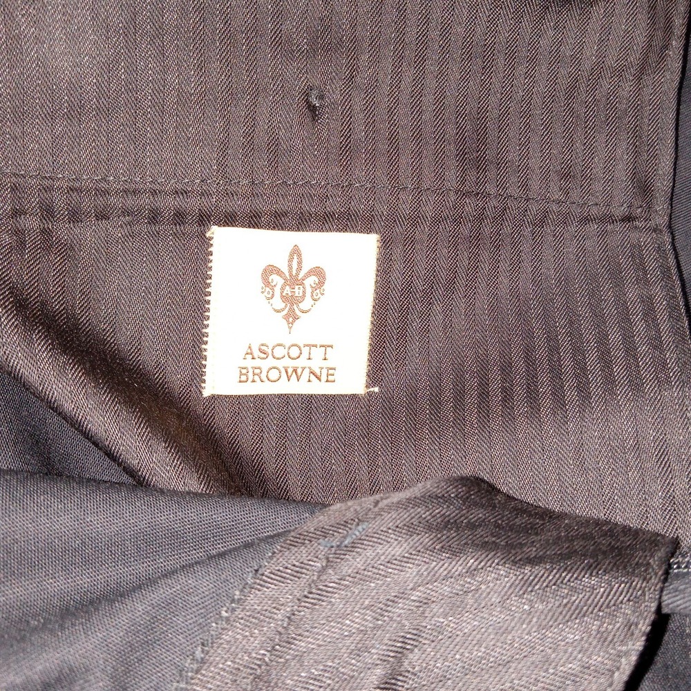 Ascott Browne NWT Men's Pleated Trousers Pants Size 50Reg x Unhemmed Black - Picture 10 of 13